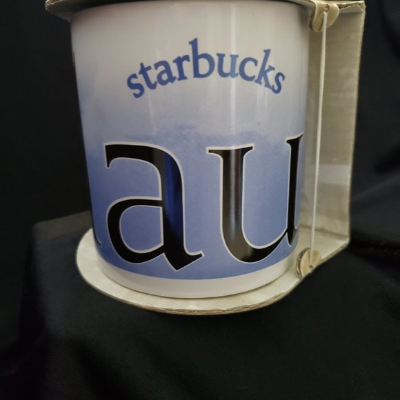 1994 City Mug Maui Blue Surfer Scene Starbucks City Mug 20 oz in packaging - Picture 9 of 11